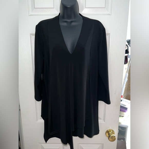 JOSEPH RIBKOFF ASYMMETRICAL V-NECK PULLOVER BLACK SZ 10 - Picture 1 of 5